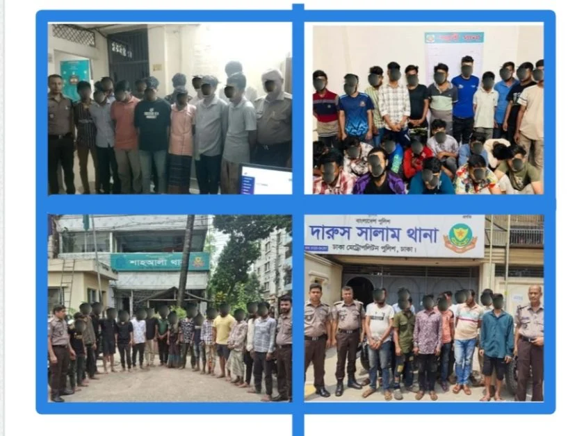 মিরপুরে বিশেষ সাঁড়াশি অভিযান, কিশোর গ্যাং সদস্যসহ ১৭৫ জন গ্রে’ফতার
