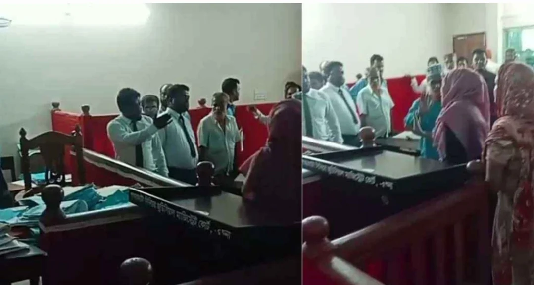 আদালত এজলাসে দুই আইনজীবীর হাতাহাতি, পাল্টাপাল্টি জুতা নিক্ষেপ