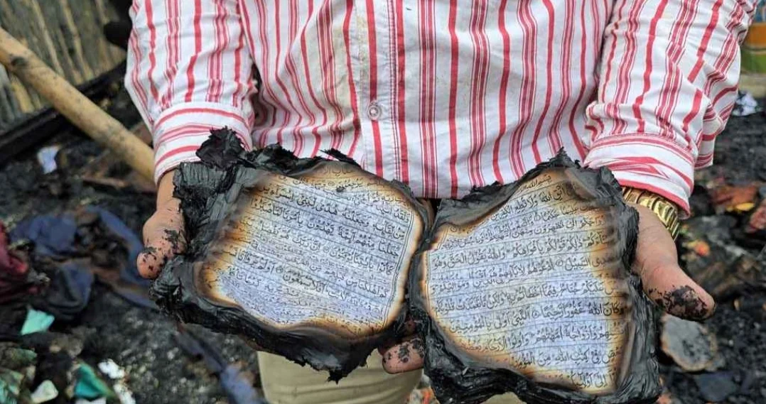ময়মনসিংহের ভালুকায় আগুনে ৭টি বসতঘর পুড়ে ছাই, অক্ষত রইল কোরআন শরীফ
