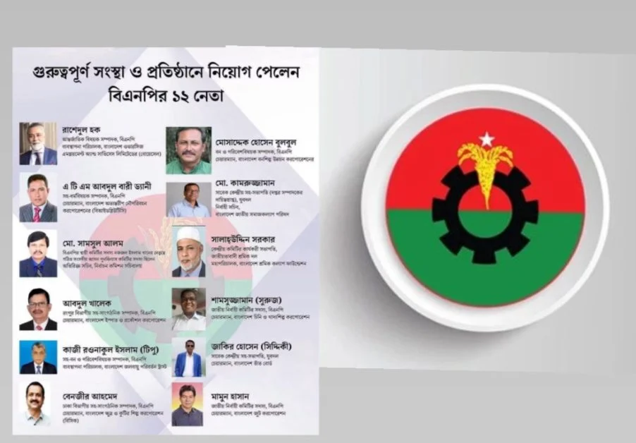 বিভিন্ন গুরুত্বপূর্ণ সংস্থা ও প্রতিষ্ঠানে নিয়োগ পেলেন বিএনপির ১২ নেতা